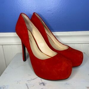 Jessica Simpson Red Suede Platform Pumps